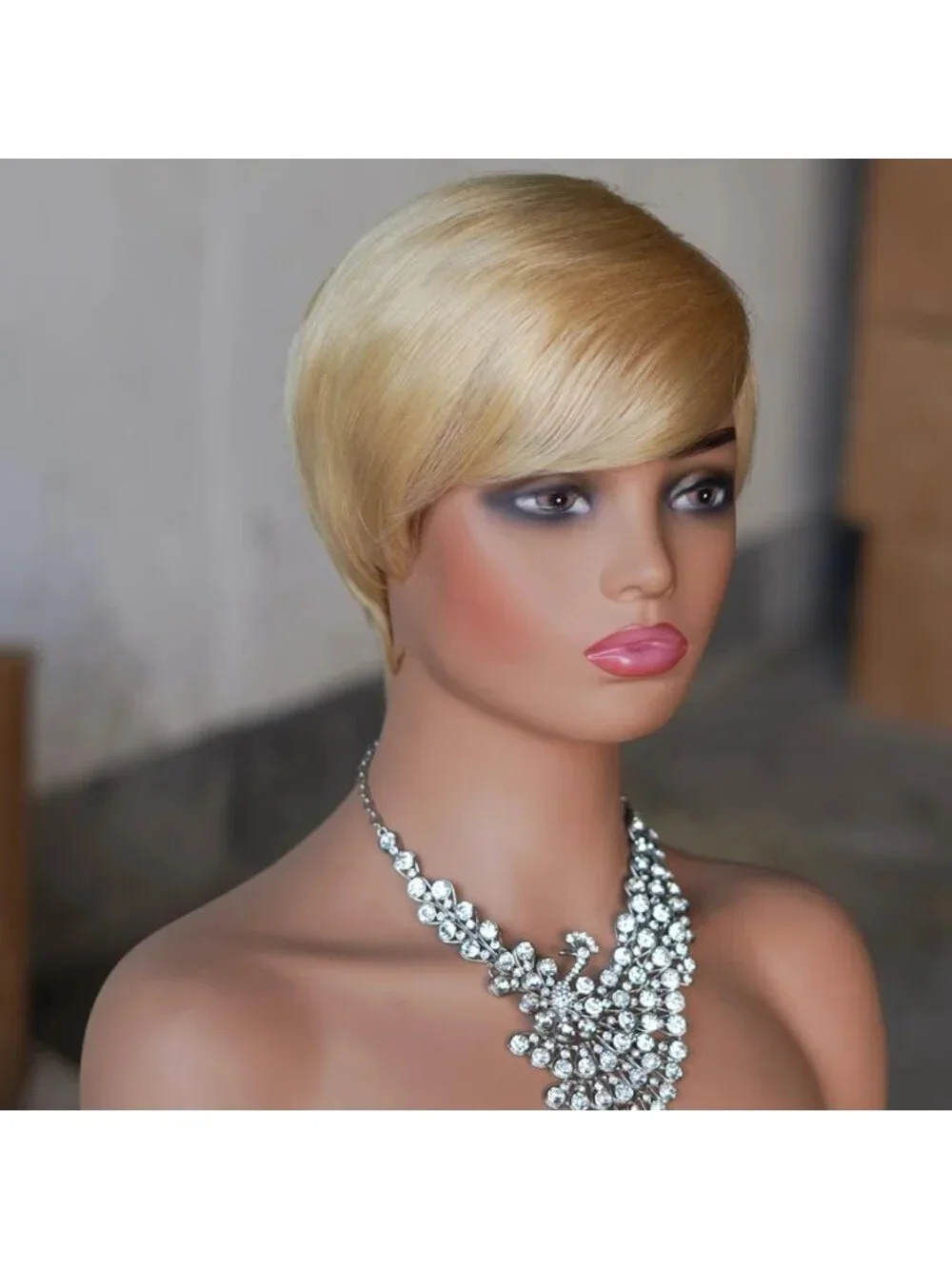 Blonde Pixie Cut Wig for Women - Short Layered Human Hair Bob, Glueless Style